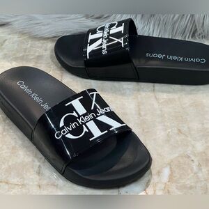 Calvin Klein Mavett Monogram Slide Sandal Black - Men